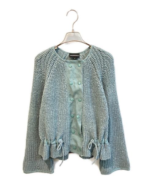 EMPORIO ARMANI（エンポリオアルマーニ）EMPORIO ARMANI (エンポリオアルマーニ) ニットジャケット ブルー サイズ:40の古着・服飾アイテム