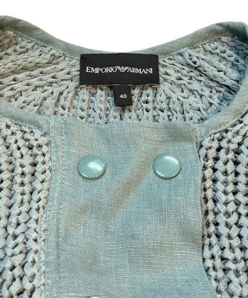EMPORIO ARMANI（エンポリオアルマーニ）EMPORIO ARMANI (エンポリオアルマーニ) ニットジャケット ブルー サイズ:40の古着・服飾アイテム