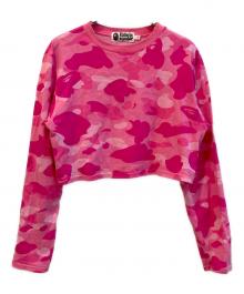 A BATHING APE（アベイシングエイプ）の古着「クロップドカットソー」｜ショッキングピンク
