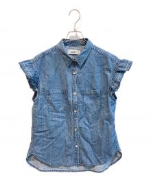 IENA（イエナ）の古着「BLACK シャンブレーフリルブラウス　26051900923030」｜インディゴ
