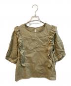 Spick and Spanスピック＆スパン）の古着「ラミーコットンラッフルフリルブラウス　26051200910020」｜オリーブ