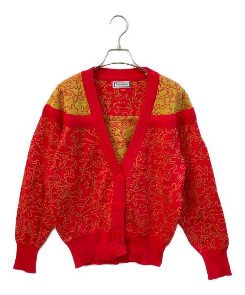 Yves Saint Laurent（イヴサンローラン）Yves Saint Laurent (イヴサンローラン) 総柄カーディガン レッド サイズ:Mの古着・服飾アイテム