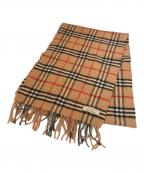 BURBERRY LONDONバーバリーロンドン）の古着「ノバチェックフリンジマフラー」｜ブラウン