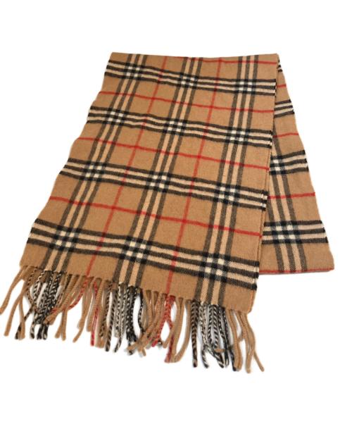 BURBERRY LONDON（バーバリーロンドン）BURBERRY LONDON (バーバリーロンドン) ノバチェックフリンジマフラー ブラウンの古着・服飾アイテム