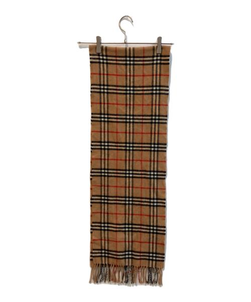 BURBERRY LONDON（バーバリーロンドン）BURBERRY LONDON (バーバリーロンドン) ノバチェックフリンジマフラー ブラウンの古着・服飾アイテム