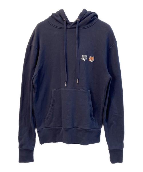 maison kitsune（メゾンキツネ）MAISON KITSUNE (メゾンキツネ) HOODIE DOUBLE FOX HEAD PATCH ネイビー サイズ:XSの古着・服飾アイテム