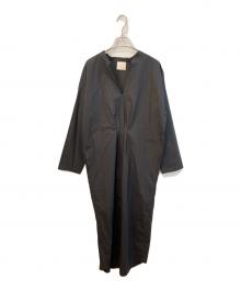 loin.（ロワン）の古着「ブラウスワンピース/Vネック エアリー ベルト ワンピース　CL81DR55K」｜ブラック