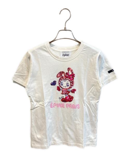 epine（エピヌ）epine (エピヌ) MEZZO PIANO (メゾピアノ) ベリエちゃんスパンコールTシャツ ホワイト サイズ:FREEの古着・服飾アイテム