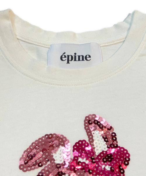 epine（エピヌ）epine (エピヌ) MEZZO PIANO (メゾピアノ) ベリエちゃんスパンコールTシャツ ホワイト サイズ:FREEの古着・服飾アイテム