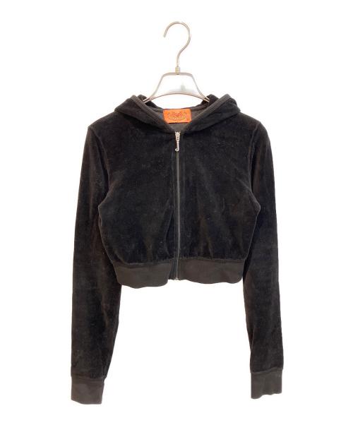 JUICY COUTURE（ジューシークチュール）JUICY COUTURE (ジューシークチュール) ベロアジップパーカー ブラック サイズ:Sの古着・服飾アイテム