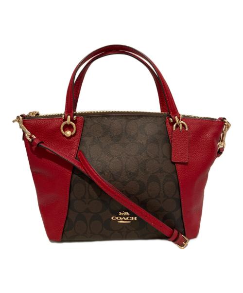 COACH（コーチ）COACH (コーチ) 2WAYバッグ/ケイシー サッチェル レッド×ブラウンの古着・服飾アイテム
