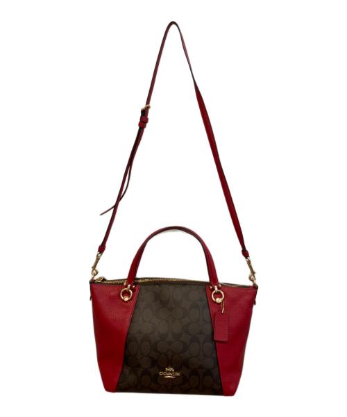 COACH（コーチ）COACH (コーチ) 2WAYバッグ/ケイシー サッチェル レッド×ブラウンの古着・服飾アイテム