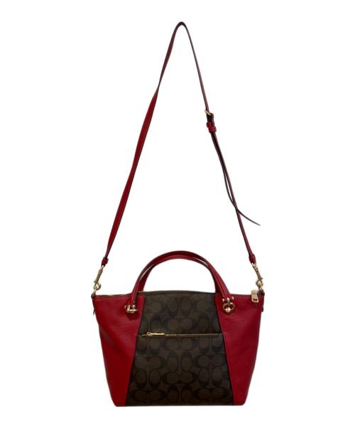 COACH（コーチ）COACH (コーチ) 2WAYバッグ/ケイシー サッチェル レッド×ブラウンの古着・服飾アイテム