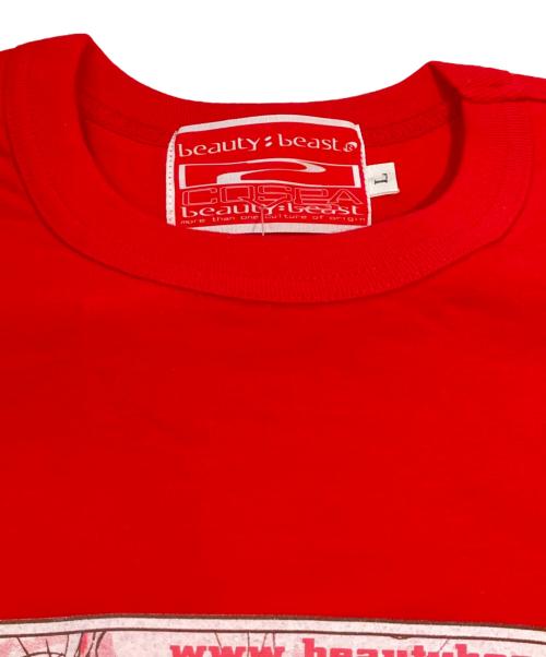 beauty:beast（ビューティービースト）beauty:beast (ビューティービースト) COSPA (コスパ) プリントTシャツ レッド サイズ:Lの古着・服飾アイテム