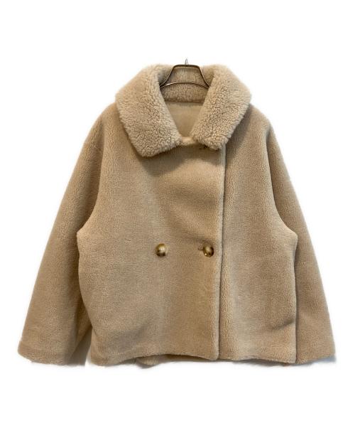 Droite lautreamont（ドロワットロートレアモン）Droite Lautreamont (ドロワットロートレアモン) ボアボンディングPコート　	3804-59043 ベージュ サイズ:Mの古着・服飾アイテム
