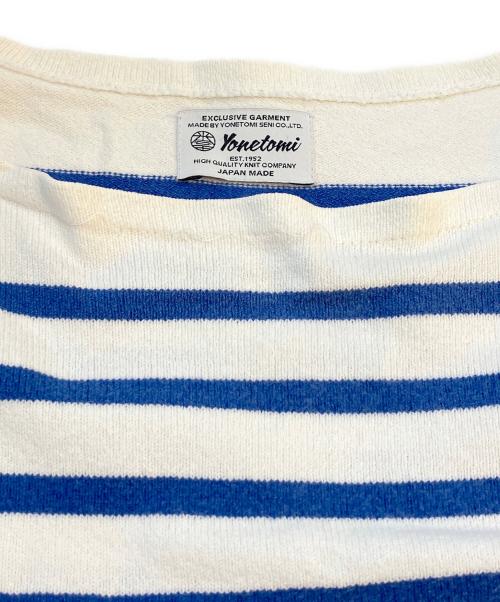 Yonetomi（ヨネトミ）yonetomi (ヨネトミ) ウェーブコットンパネルボーダーバスクセーター ブルー サイズ:XLの古着・服飾アイテム