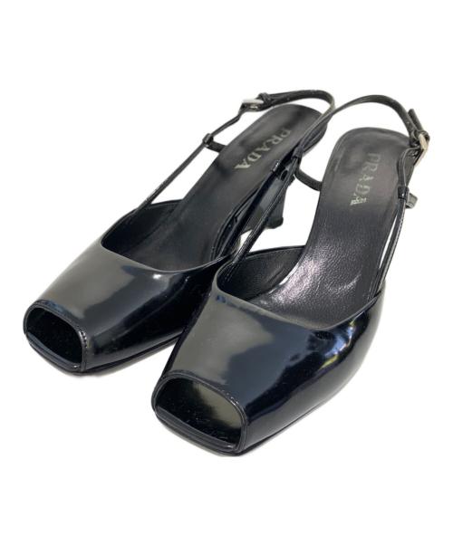 PRADA（プラダ）PRADA (プラダ) ウェッジソールサンダル ブラック サイズ:22.5の古着・服飾アイテム