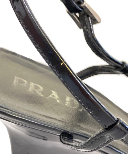 PRADA（プラダ）PRADA (プラダ) ウェッジソールサンダル ブラック サイズ:22.5の古着・服飾アイテム