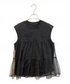 Spick and Spanスピック＆スパン）の古着「ドットチュールティアードTシャツ 26070200906020」｜ブラック