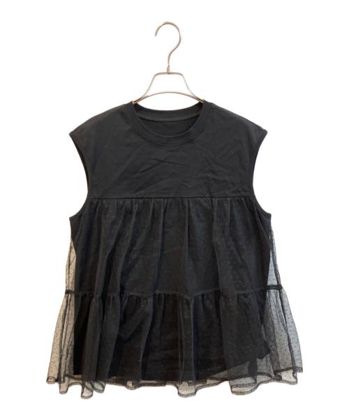Spick and Span（スピック＆スパン）Spick and Span (スピック＆スパン) ドットチュールティアードTシャツ 26070200906020 ブラック サイズ:Free 未使用品の古着・服飾アイテム