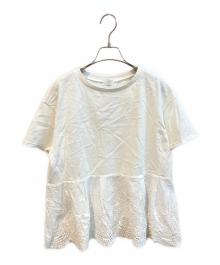 Spick and Span（スピック＆スパン）の古着「カットワークレースペプラムTシャツ　26070200905030」｜ホワイト