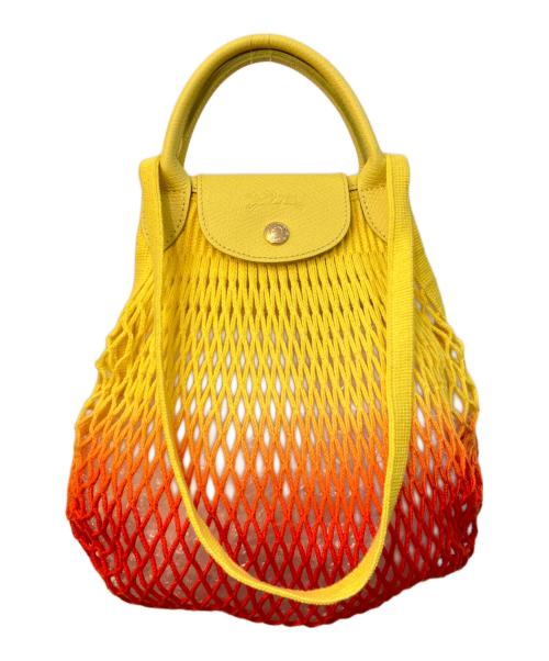 LONGCHAMP（ロンシャン）LONGCHAMP (ロンシャン) FILT (フィルト) メッシュバッグ イエロー×オレンジの古着・服飾アイテム