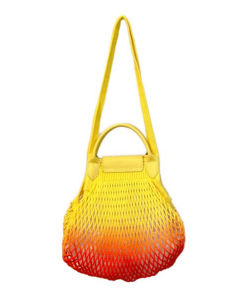 LONGCHAMP（ロンシャン）LONGCHAMP (ロンシャン) FILT (フィルト) メッシュバッグ イエロー×オレンジの古着・服飾アイテム