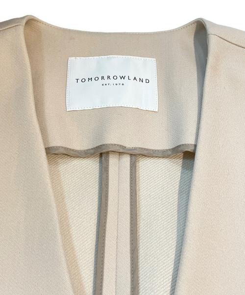 TOMORROW LAND（トゥモローランド）TOMORROW LAND (トゥモローランド) ノーカラーコート/ベルベッドコート アイボリー サイズ:36の古着・服飾アイテム