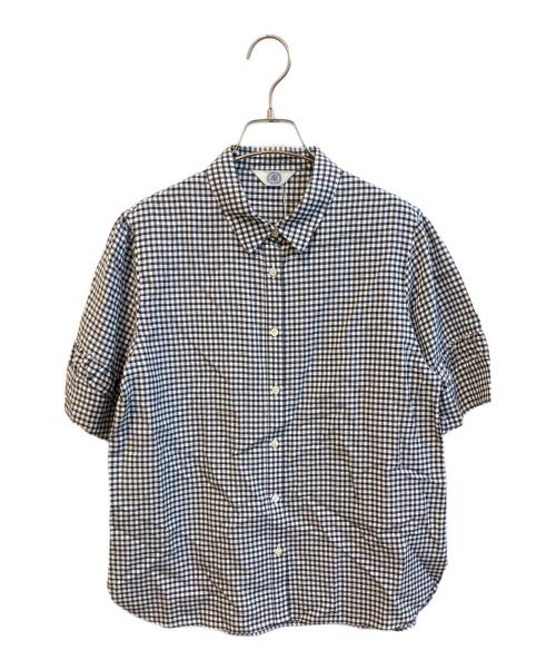 J.PRESS（ジェイプレス）J.PRESS (ジェイプレス) アセVisギンガム シャツ ブラウス ネイビー サイズ:M 未使用品の古着・服飾アイテム