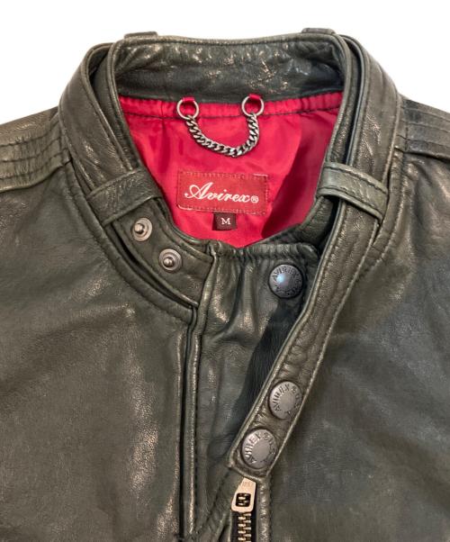 AVIREX（アヴィレックス）AVIREX (アヴィレックス) ラムレザーライダースジャケット ブラック サイズ:Mの古着・服飾アイテム