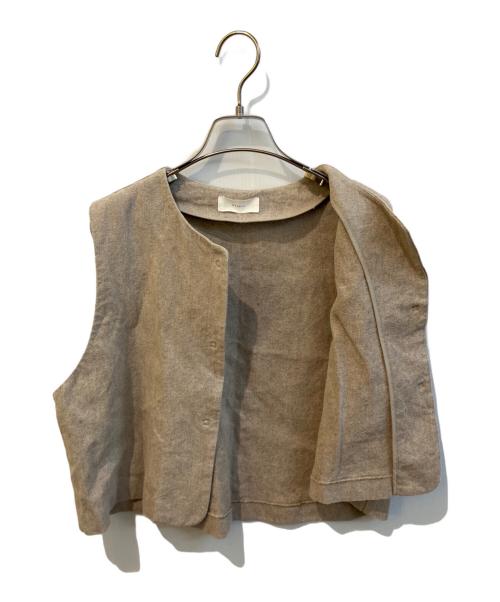 KAGURE（カグレ）kagure (カグレ) リネンレーヨンショートベスト ベージュ サイズ:Freeの古着・服飾アイテム