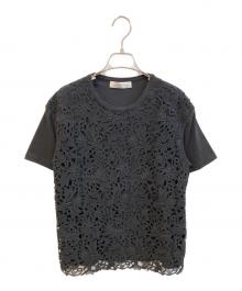 VALENTINO（ヴァレンティノ）の古着「レースカットソー」｜ブラック