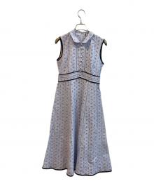 JILL STUART Endy ROBE（ジルスチュアート エンディローブ）の古着「クラークレースワンピース」｜スカイブルー