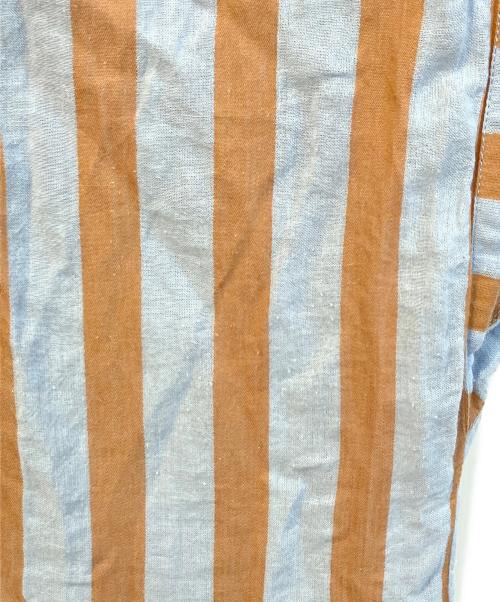 ne quittez pas（ヌキテパ）ne quittez pas (ヌキテパ) Cotton Voile Stripe Frill Sleeveless Shirt Dress　010541GR4 スカイブルー×ブラウン サイズ:Freeの古着・服飾アイテム