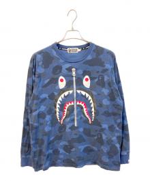 A BATHING APE（アベイシングエイプ）の古着「シャークジップカットソー　001LTH801013M」｜ネイビー