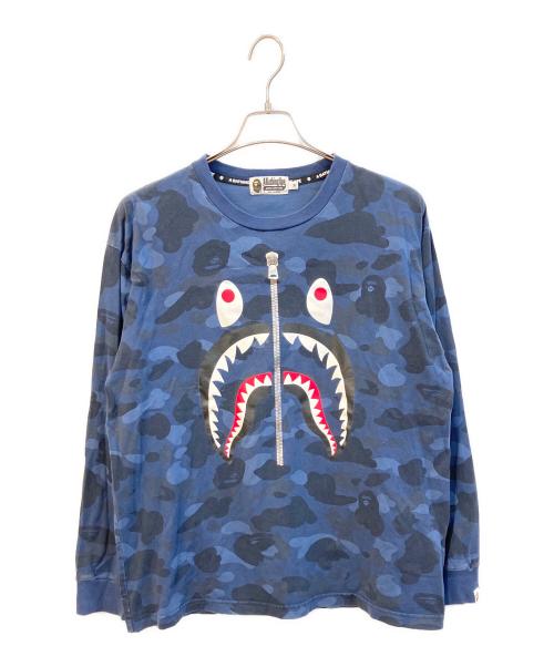 A BATHING APE（アベイシングエイプ）A BATHING APE (アベイシングエイプ) シャークジップカットソー　001LTH801013M ネイビー サイズ:Mの古着・服飾アイテム