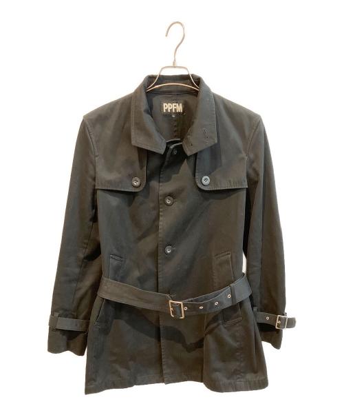 PPFM（ピーピーエフエム）PPFM (ピーピーエフエム) トレンチコート 35-04MC10 ブラック サイズ:Lの古着・服飾アイテム