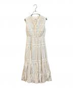 HER LIP TOハーリップトゥ）の古着「ギャザーノースリーブワンピース/Scala Lace-Trimmed Dress 1242305152」｜ホワイト
