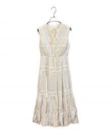 HER LIP TO（ハーリップトゥ）の古着「ギャザーノースリーブワンピース/Scala Lace-Trimmed Dress 1242305152」｜ホワイト
