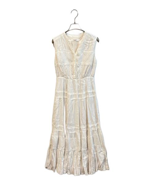 HER LIP TO（ハーリップトゥ）Her lip to (ハーリップトゥ) ギャザーノースリーブワンピース/Scala Lace-Trimmed Dress 1242305152 ホワイト サイズ:Mの古着・服飾アイテム