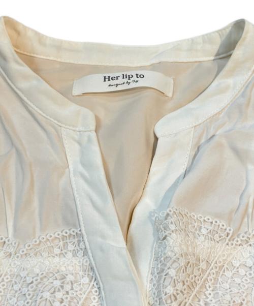 HER LIP TO（ハーリップトゥ）Her lip to (ハーリップトゥ) ギャザーノースリーブワンピース/Scala Lace-Trimmed Dress 1242305152 ホワイト サイズ:Mの古着・服飾アイテム