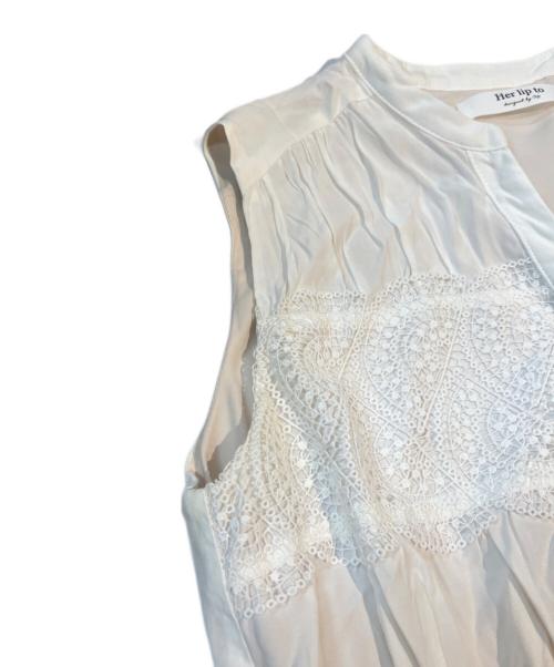 HER LIP TO（ハーリップトゥ）Her lip to (ハーリップトゥ) ギャザーノースリーブワンピース/Scala Lace-Trimmed Dress 1242305152 ホワイト サイズ:Mの古着・服飾アイテム
