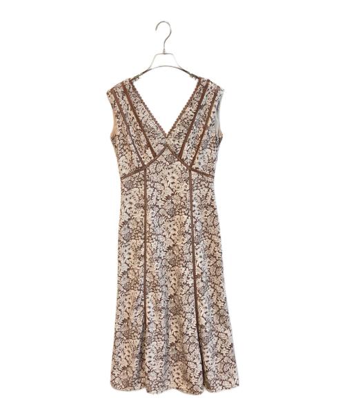 HER LIP TO（ハーリップトゥ）Her lip to (ハーリップトゥ) Lace Trimmed Floral Dress　HLT2009040 ブラウン サイズ:Mの古着・服飾アイテム