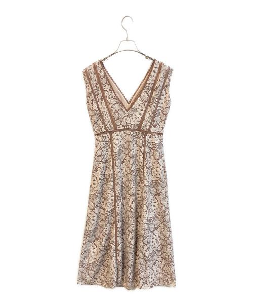 HER LIP TO（ハーリップトゥ）Her lip to (ハーリップトゥ) Lace Trimmed Floral Dress　HLT2009040 ブラウン サイズ:Mの古着・服飾アイテム