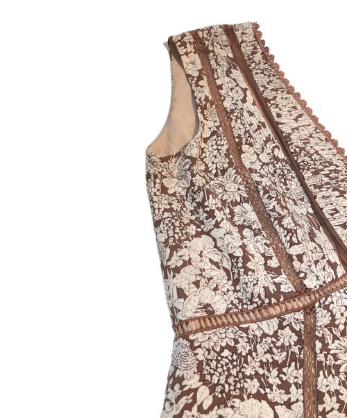 HER LIP TO（ハーリップトゥ）Her lip to (ハーリップトゥ) Lace Trimmed Floral Dress　HLT2009040 ブラウン サイズ:Mの古着・服飾アイテム