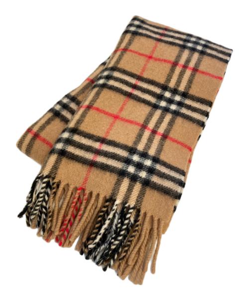 Burberry's（バーバリーズ）Burberry's (バーバリーズ) ノバチェックフリンジマフラー ブラウンの古着・服飾アイテム