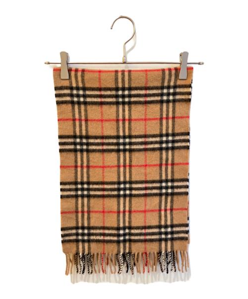 Burberry's（バーバリーズ）Burberry's (バーバリーズ) ノバチェックフリンジマフラー ブラウンの古着・服飾アイテム