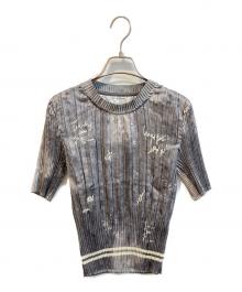 TRUNK HIROKO KOSHINO（トランク ヒロコ コシノ）の古着「デニム風ロゴプリントプリーツプルオーバー　RSBGD-02460」｜グレー