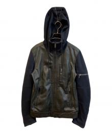 DIESEL（ディーゼル）の古着「レザー切替ジャケット」｜ブラック
