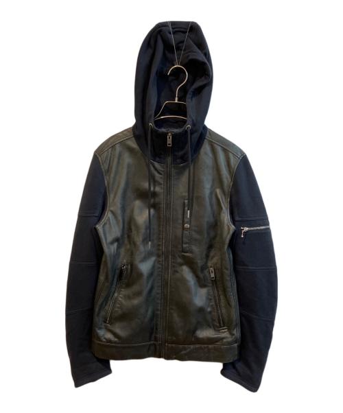 DIESEL（ディーゼル）DIESEL (ディーゼル) レザー切替ジャケット ブラック サイズ:Mの古着・服飾アイテム